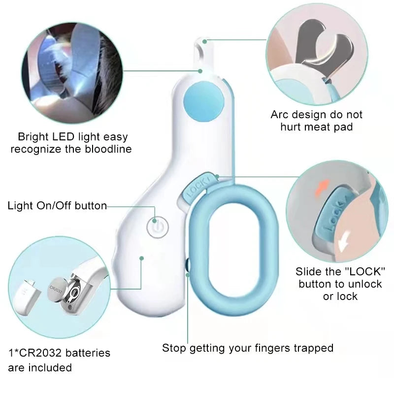 Professional Cat Nail Clipper Cutter with LED Light